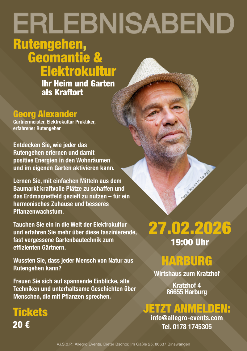 Erlebnisabend Vortrag zum Rutengehen, Geomantie und Elektrokultur