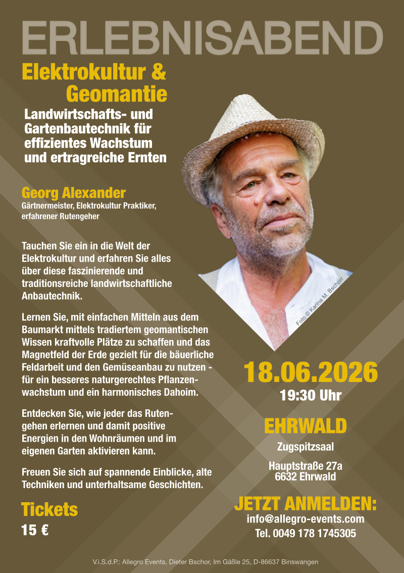 Erlebnisabend Vortrag zum Rutengehen, Geomantie und Elektrokultur